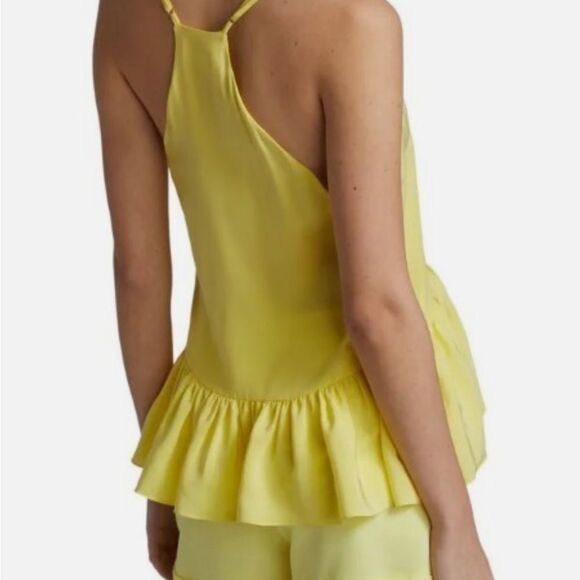 CINQ A SEPT Janet Ruffle Hem Silk Tank Yellow S - Picture 2 of 8